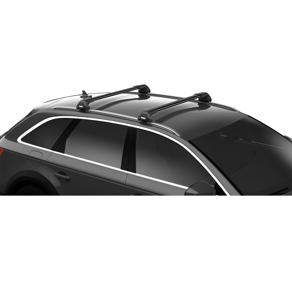 Thule WingBar Edge Black roof bars with 7206 foot pack fitted to an example car