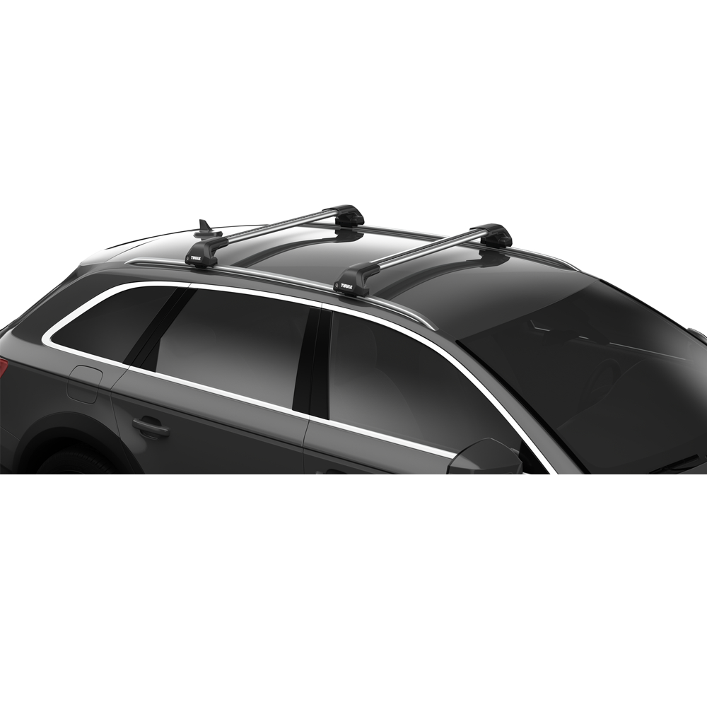 Thule WingBar Edge roof bars with 7206 foot pack fitted to an example car
