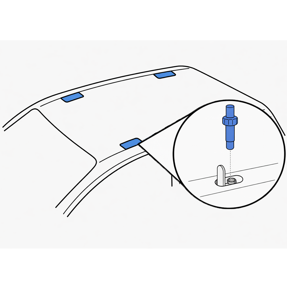 Example car with fixed mounting points for roof-bar fitting
