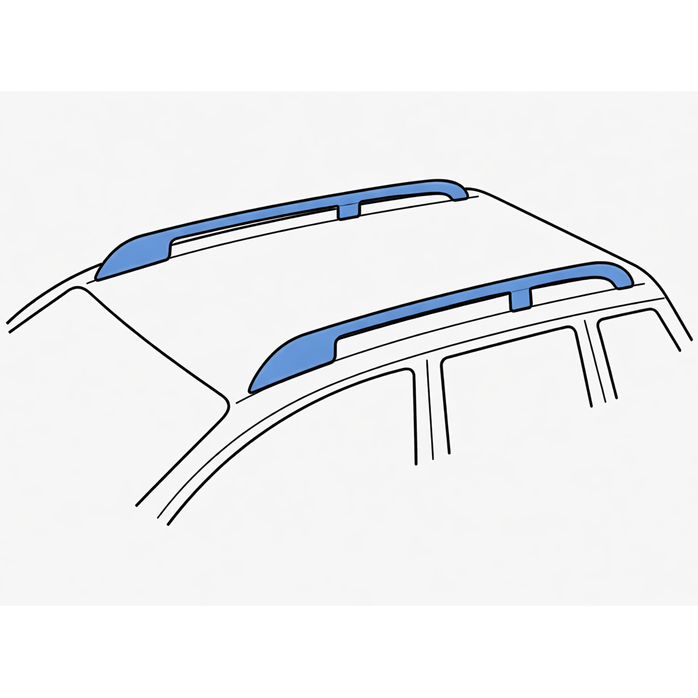 Example car with raised roof rails for roof-bar fitting