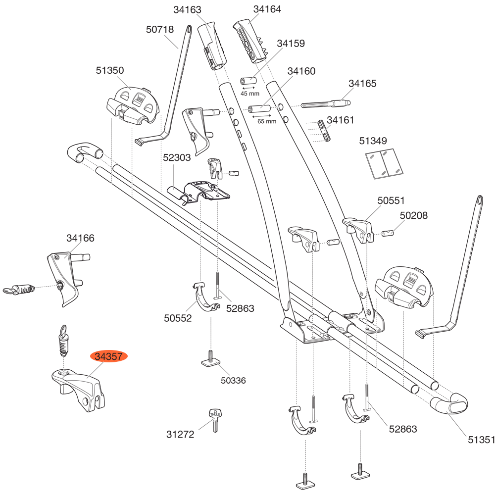 THULE FreeRide 532 Buckle With Hole for Lock (34357)