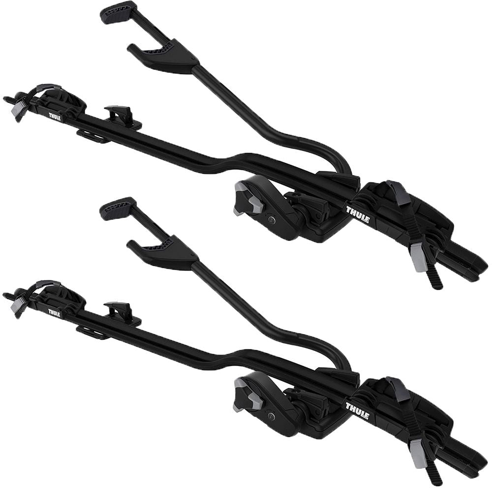 Black Thule ProRide 598 Roof Mounted Bike Racks x 2