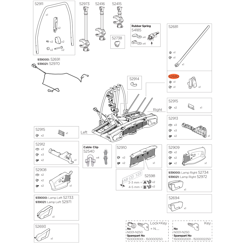 Thule VeloSpace Parts Image Showing individual part