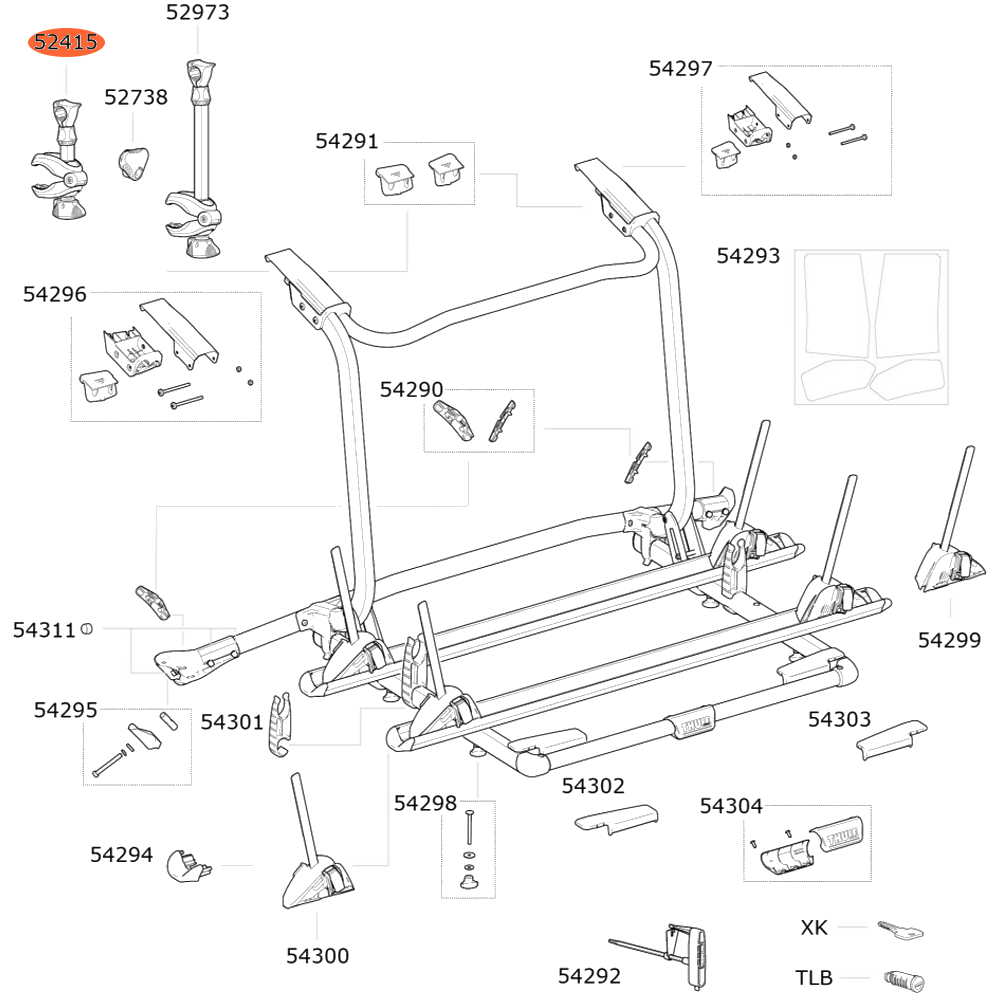 THULE WanderWay 911 Bike Arm Short 122mm w/o Lock (52415) SILVER ARM