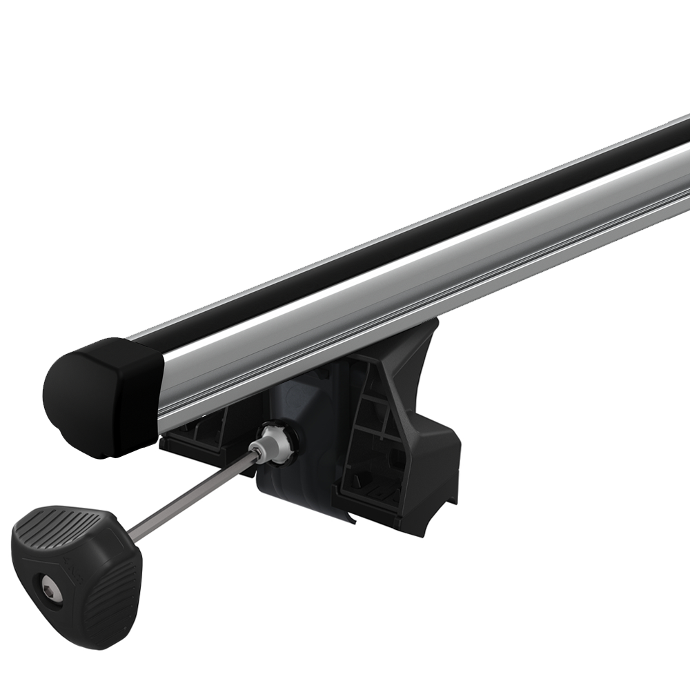 Close-up of Thule ProBar roof bar and 7106 foot pack with torque key