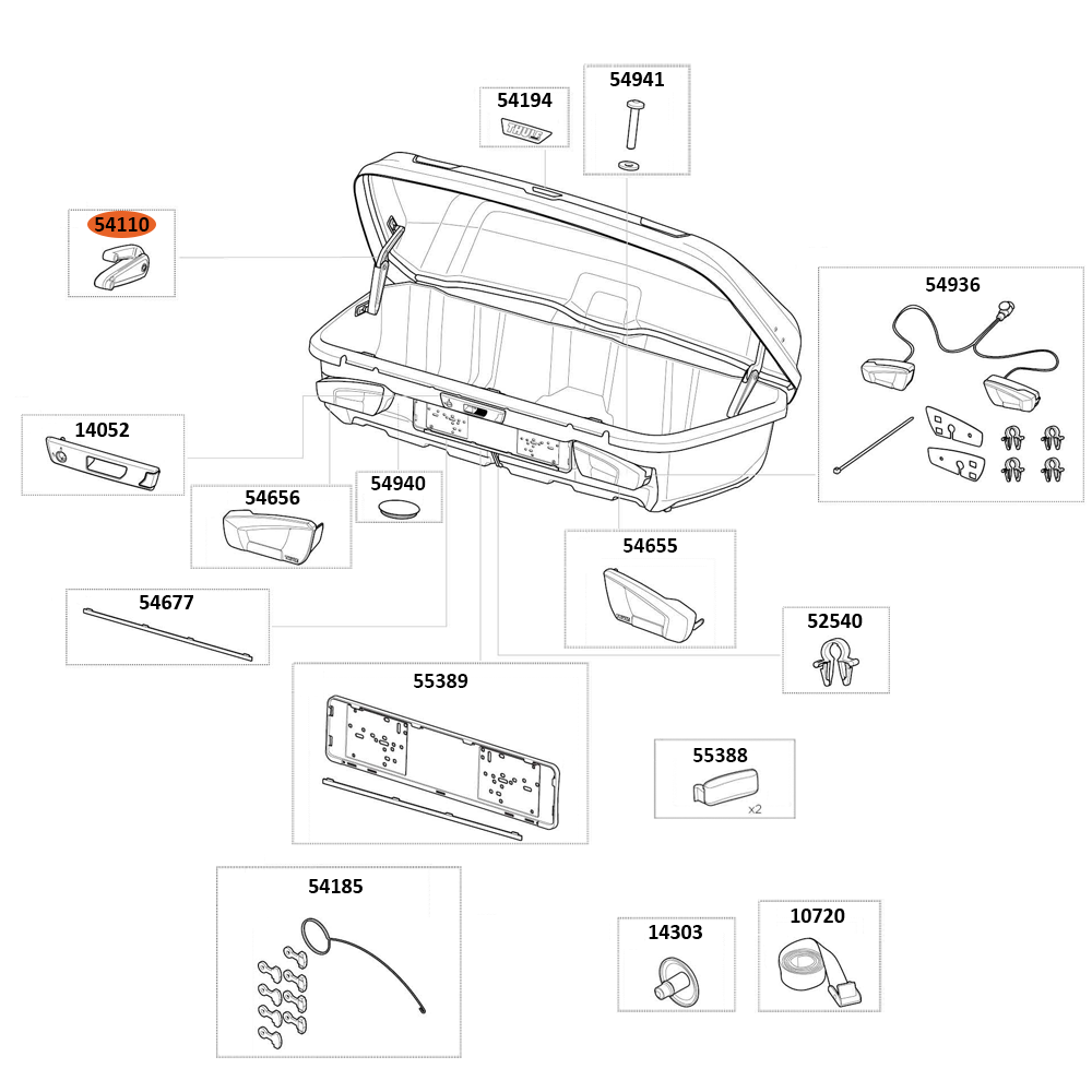 THULE Arcos M Roof Box Rear Hinge LidLifter ML 100XT (54110)