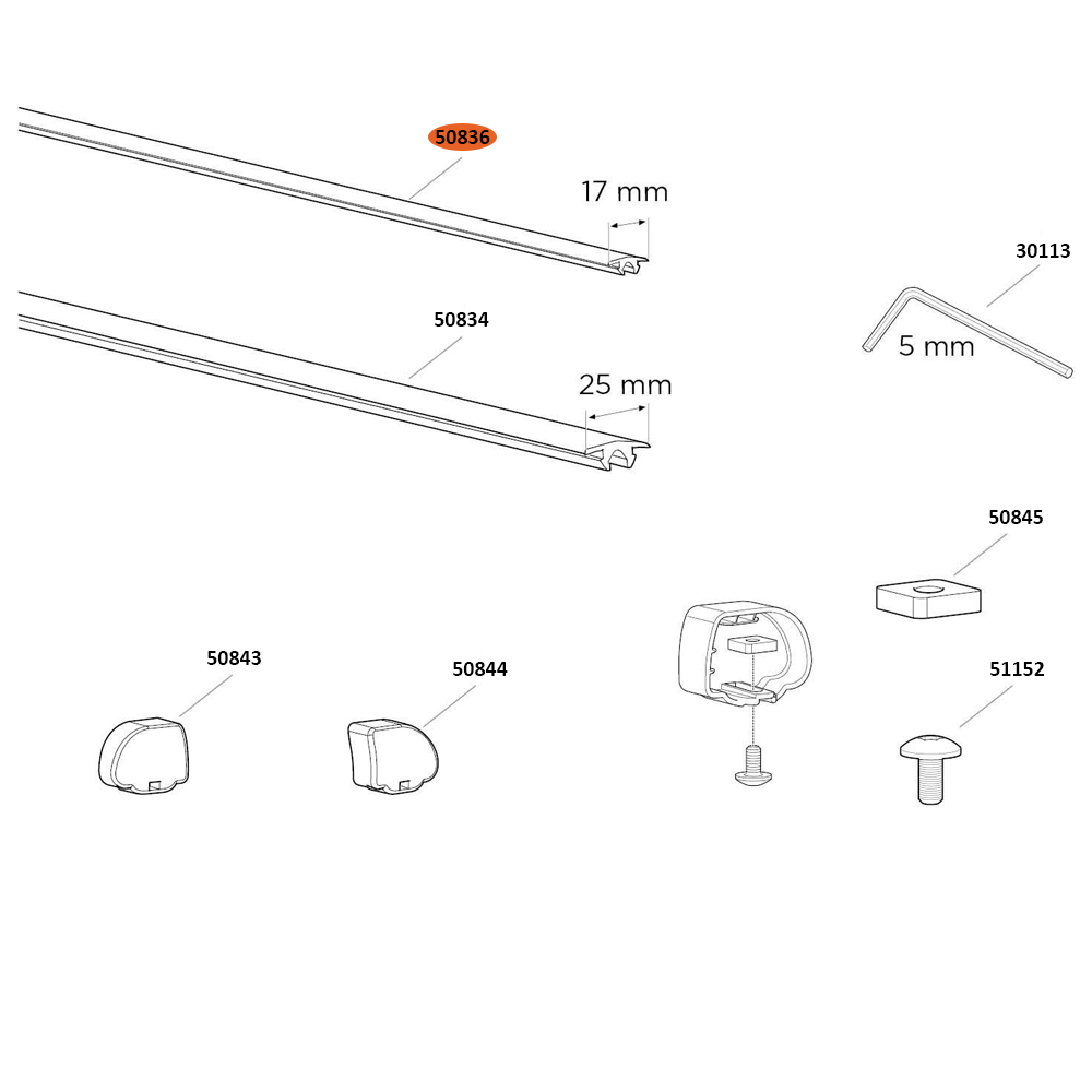 THULE ProBar Cover Strip 17mm Lower Probar (50836)