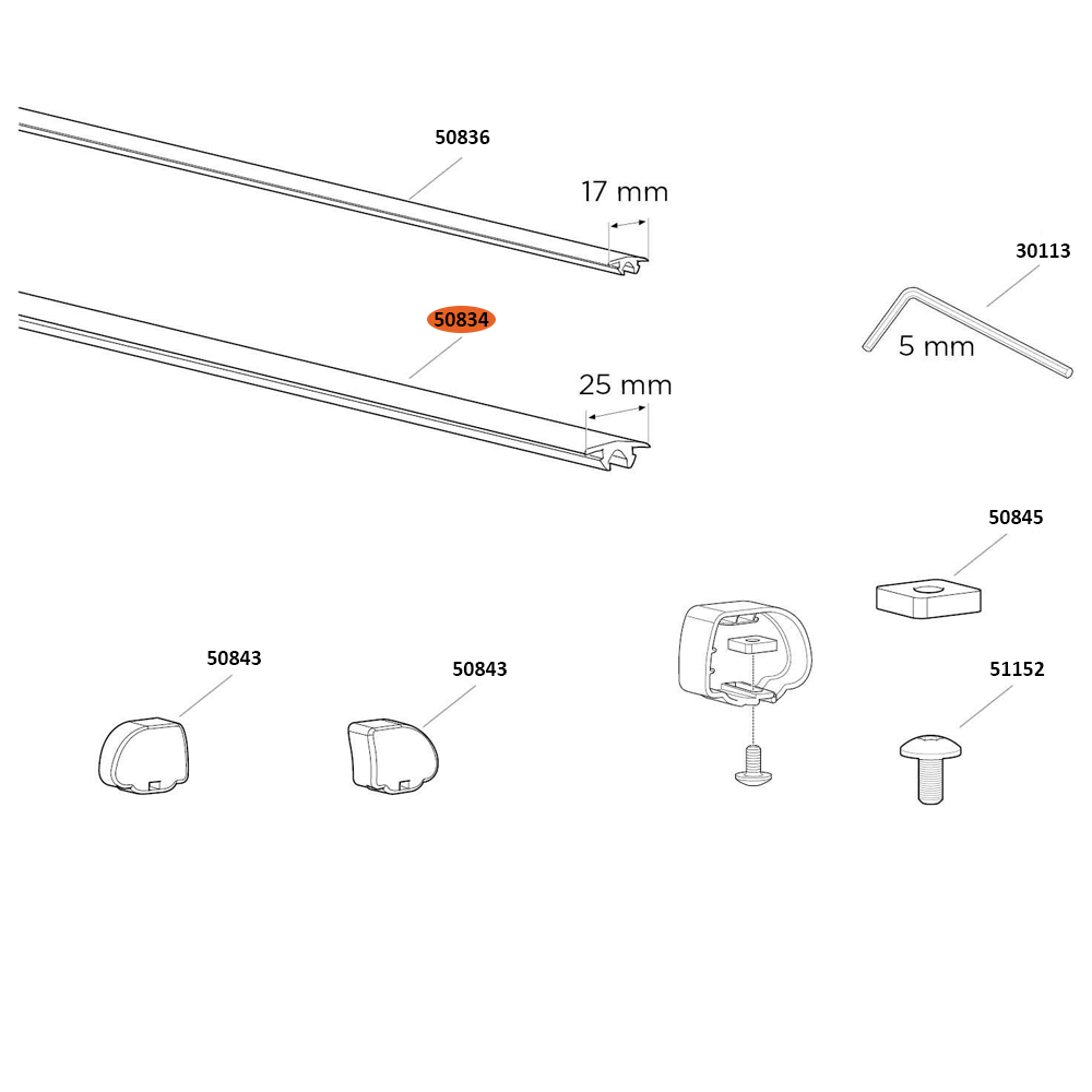 THULE ProBar Cover Strip 25mm Upper Probar (50834)