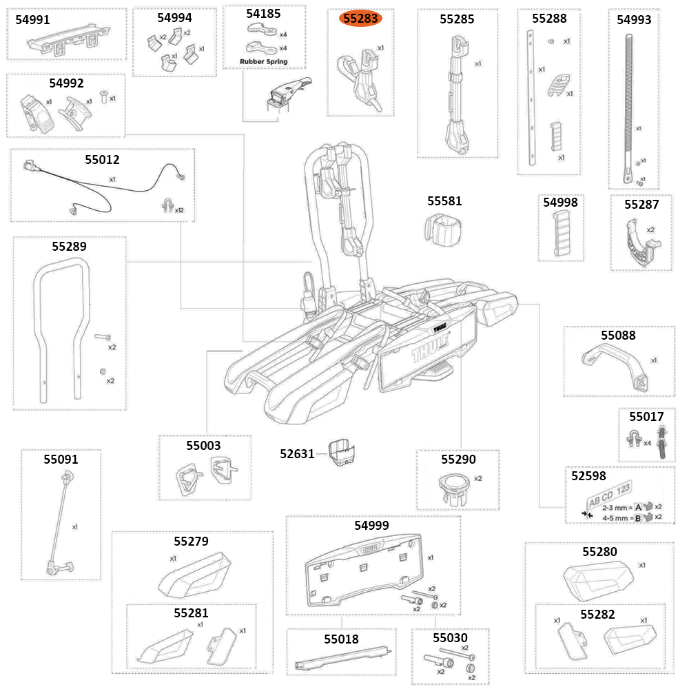 THULE EasyFold 3 9442 Bike Arm 122mm (55283)