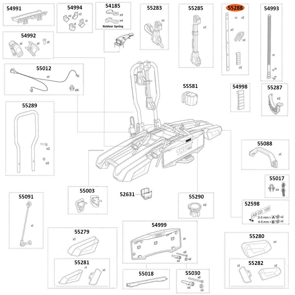THULE EasyFold 3 9442 Bike Arm Attachment Kit (55288)