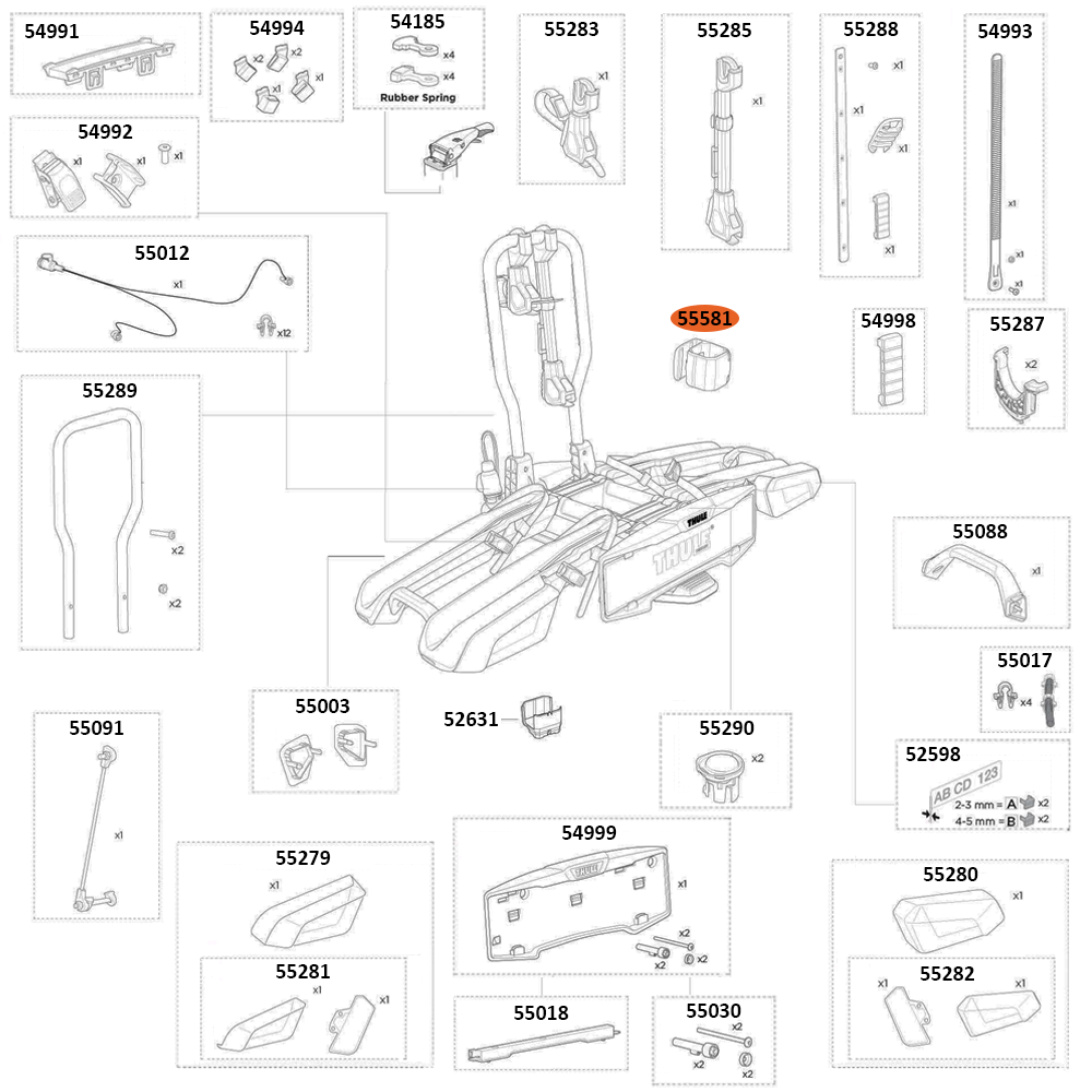 THULE EasyFold 3 9442 Bike Arm Clip (55581)