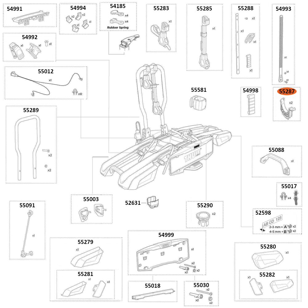 THULE EasyFold 3 9442 Bike Arm Pad Claw Kit (55287)