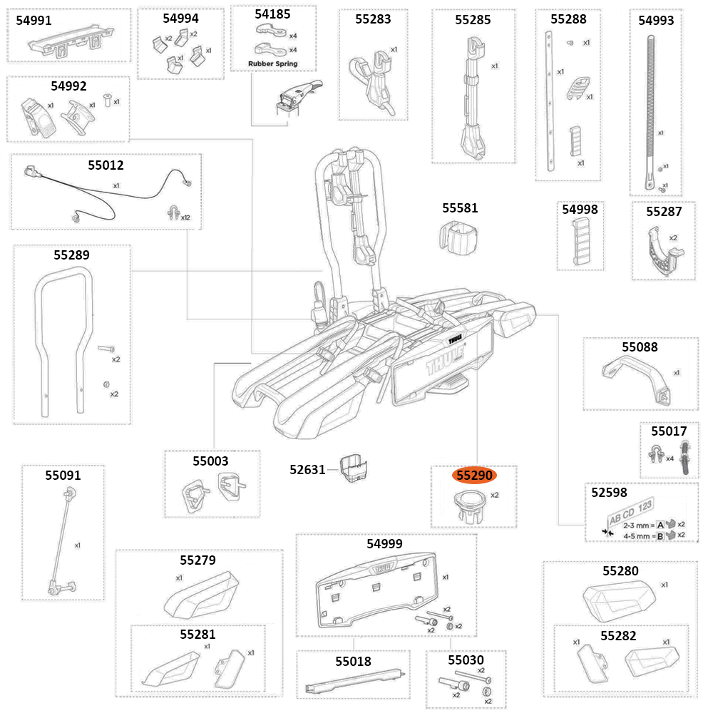 THULE EasyFold 3 9442 Cap Adapter (55290)
