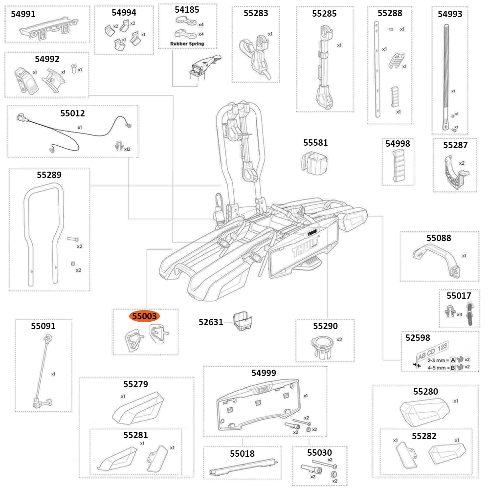 THULE EasyFold 3 9442 End Cap Kit (55003)
