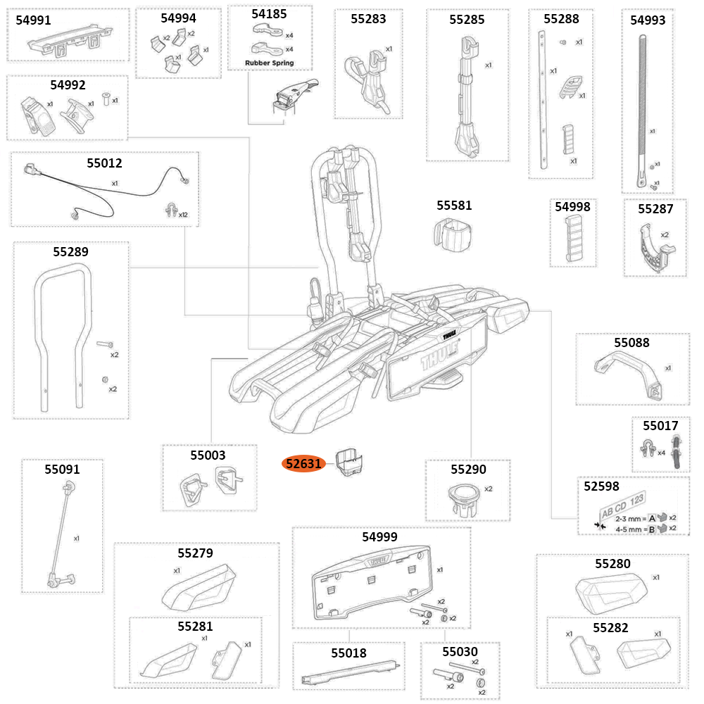 THULE EasyFold 3 9442 Housing Foot (52631)
