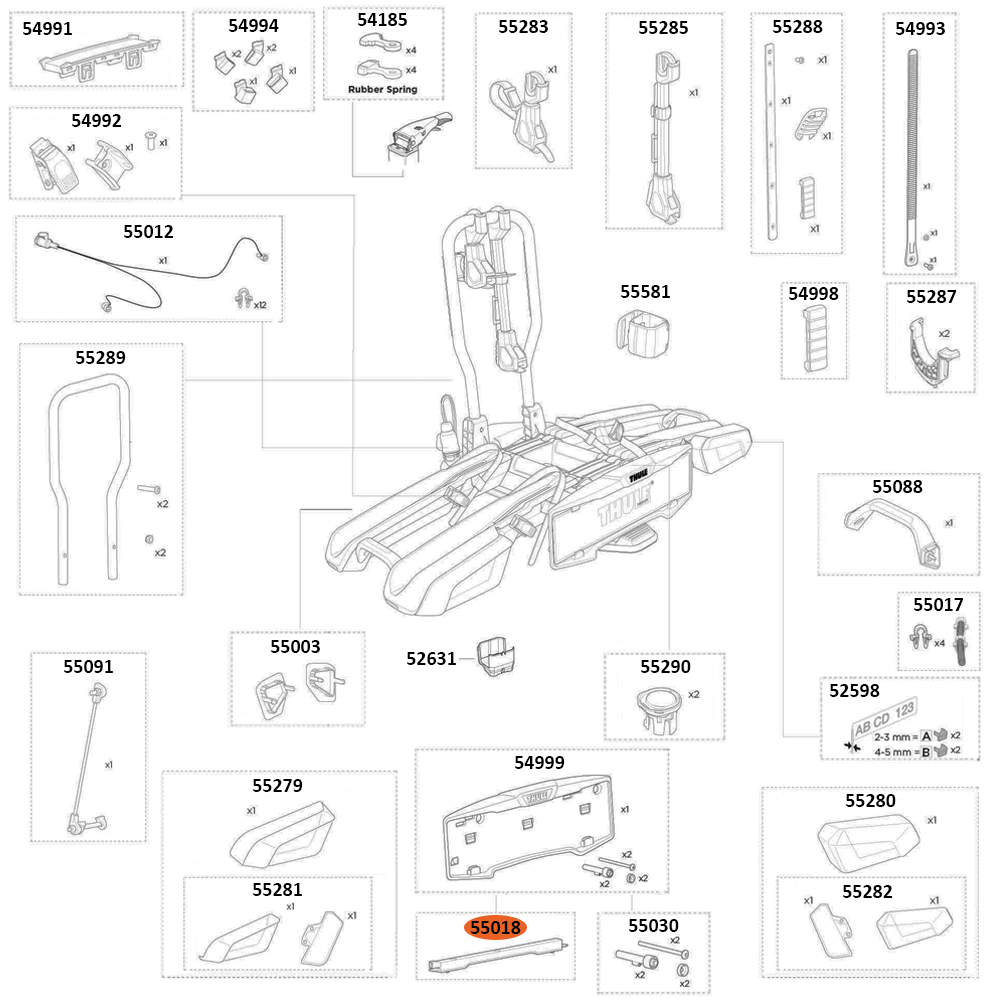 THULE EasyFold 3 9442 Lamp License Plate (55018)