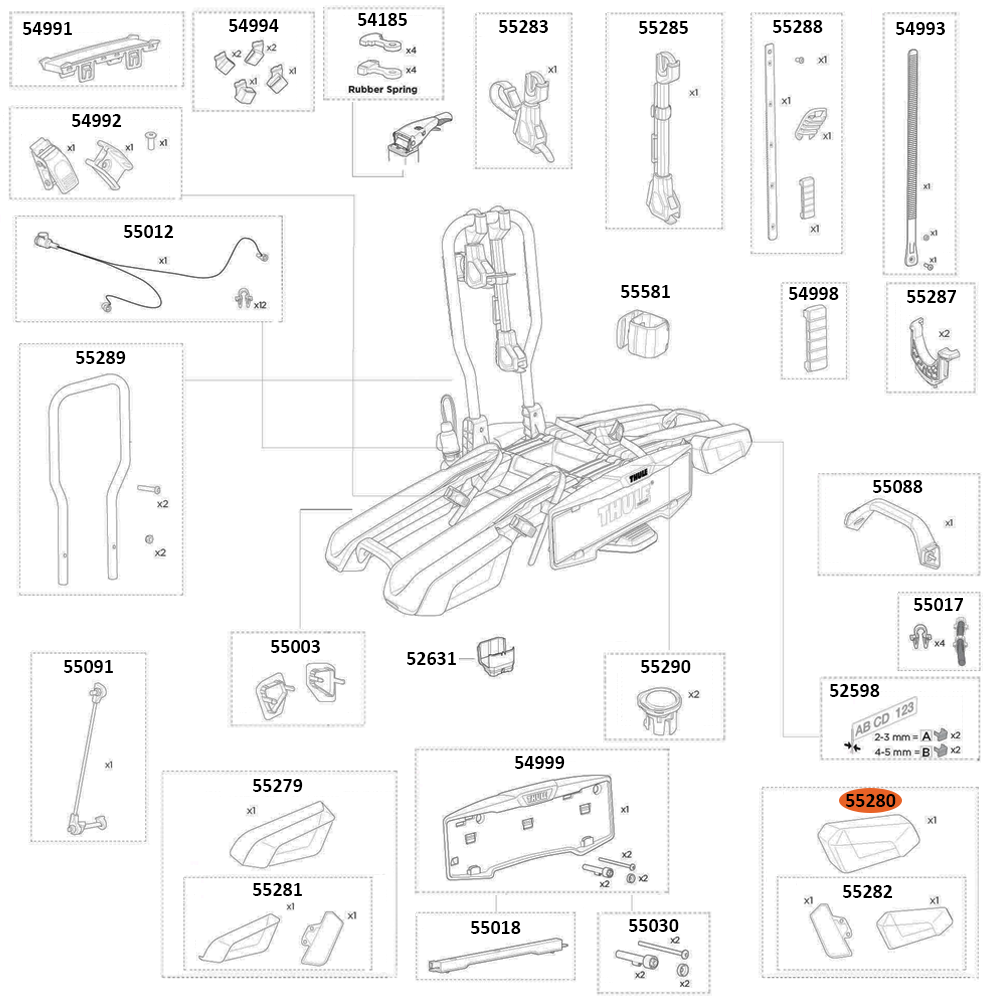 THULE EasyFold 3 9442 Lamp Right Midipoint VII RHD (55280)