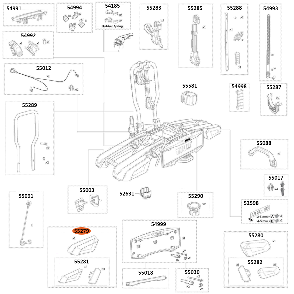 THULE EasyFold 3 9442 Lamp Left Midipoint VII RHD (55279)