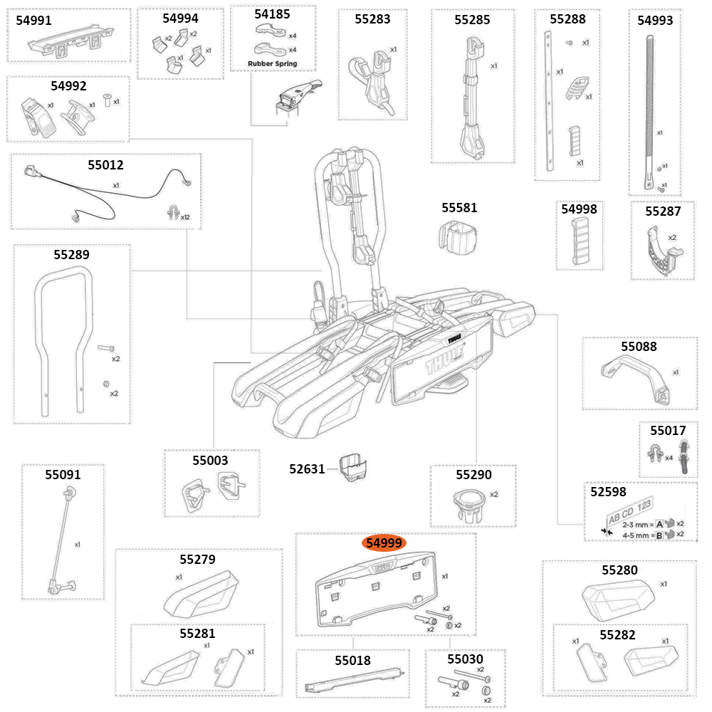 THULE EasyFold 3 9442 Number Plate Holder Kit (54999)