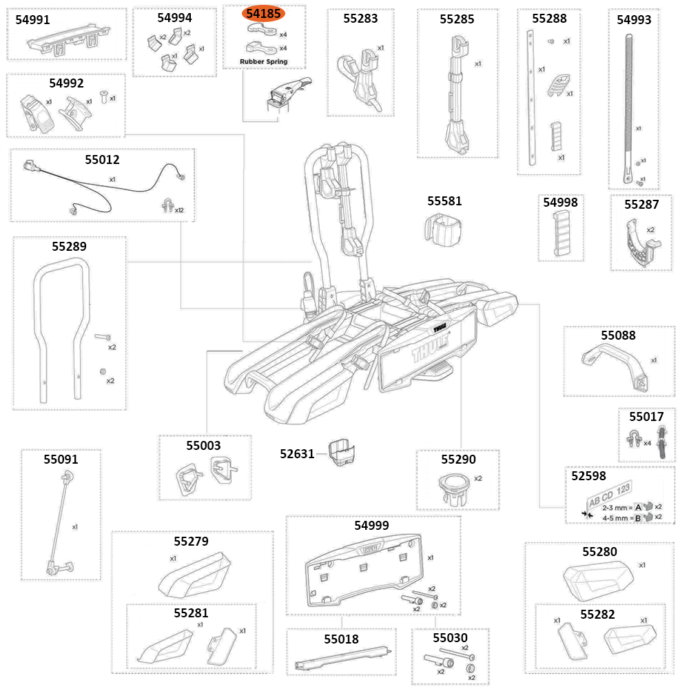 THULE EasyFold 3 9442 Rubber Spring Kit (54185)