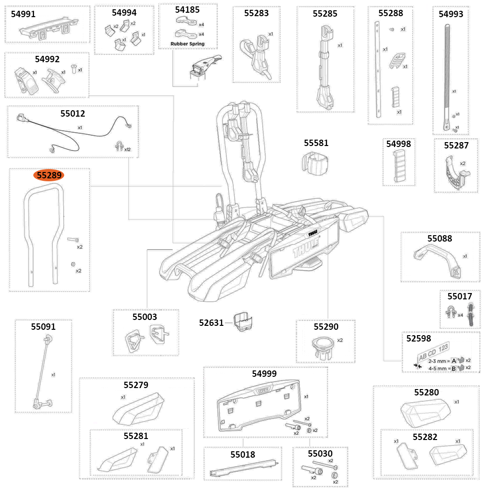 THULE EasyFold 3 9442 U-Frame with Bike Arm Guide (55289)