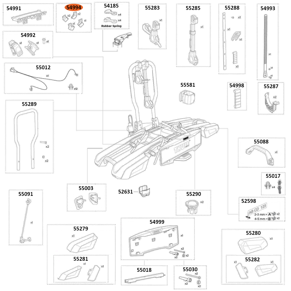 THULE EasyFold 3 9442 Wheel Strap Parking Case Kit (54994)