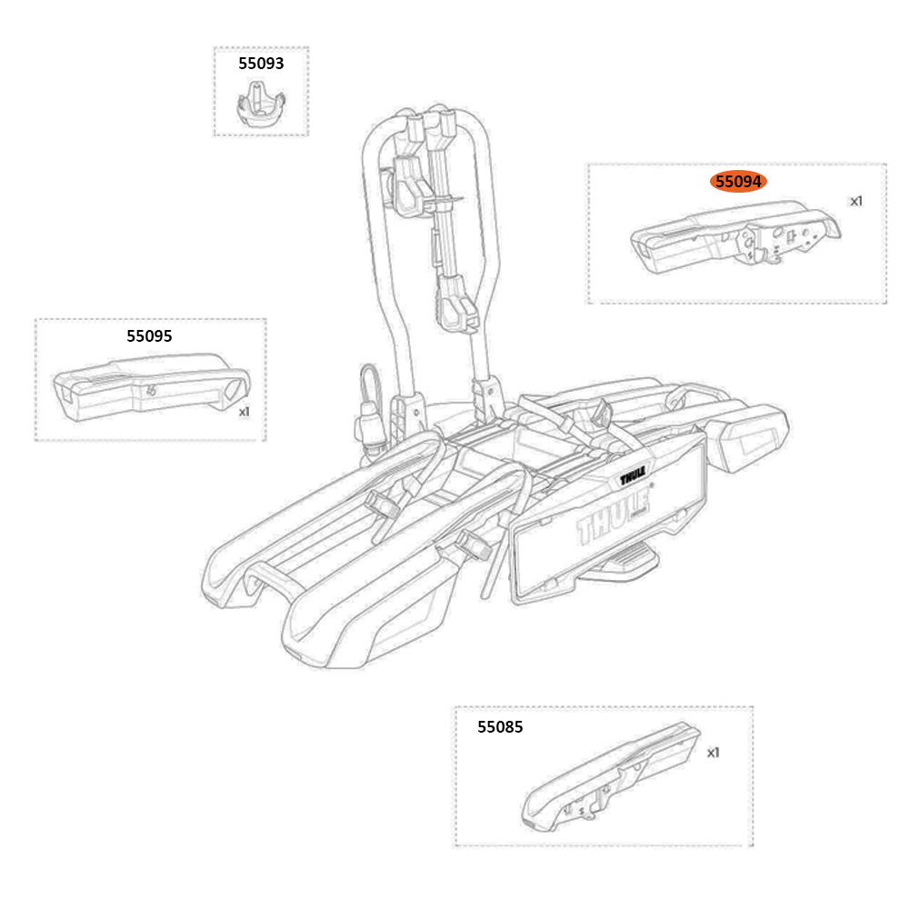 THULE EasyFold 3 9442 Wheel tray cover (VII) - last position left (55094)