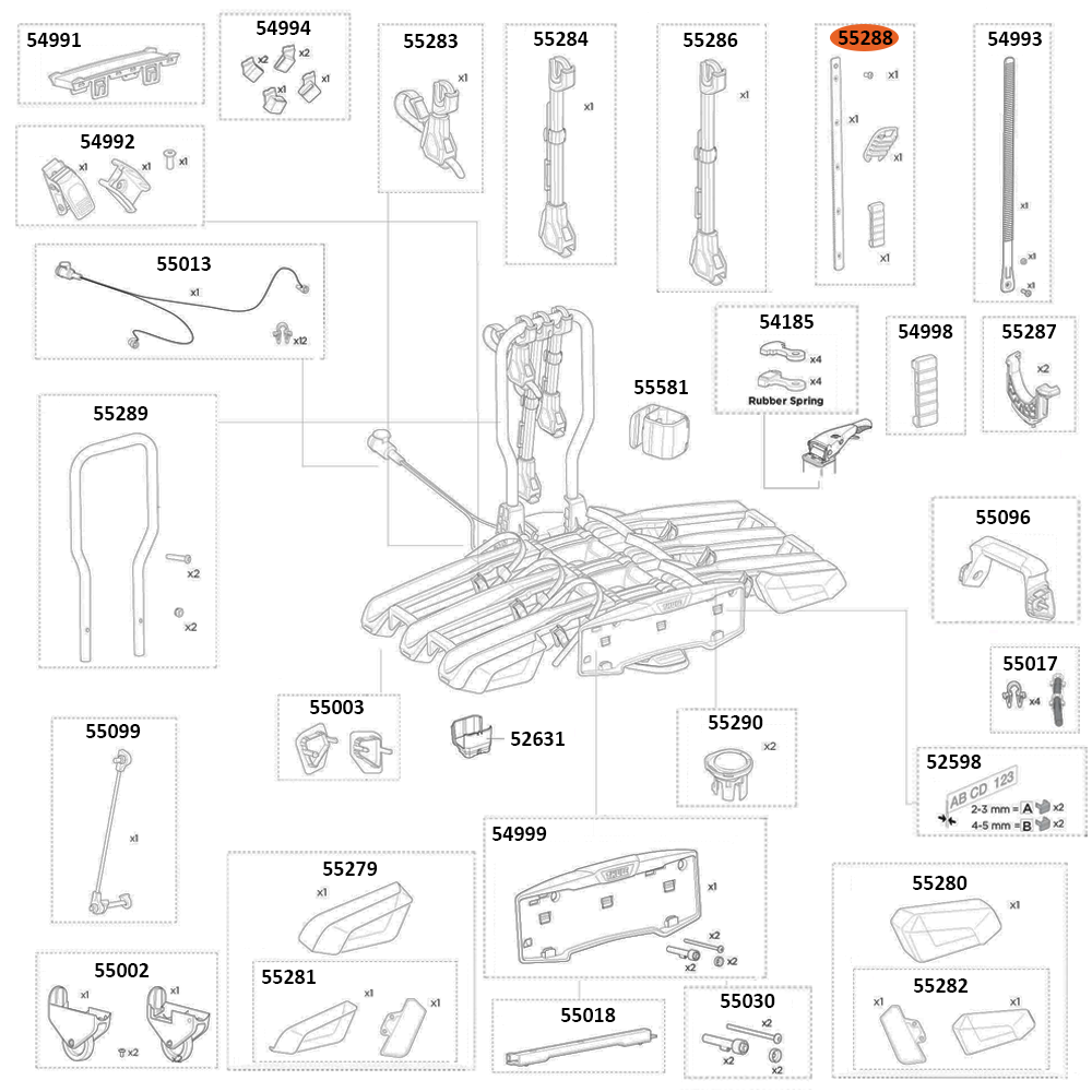 THULE EasyFold 3 9452 Bike Arm Attachment Kit (55288)