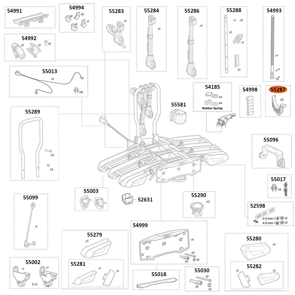THULE EasyFold 3 9452 Bike Arm Pad Claw Kit (55287)