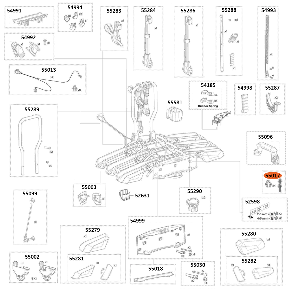 THULE EasyFold 3 9452 Cable Clip Set t+3.5mm (55017)