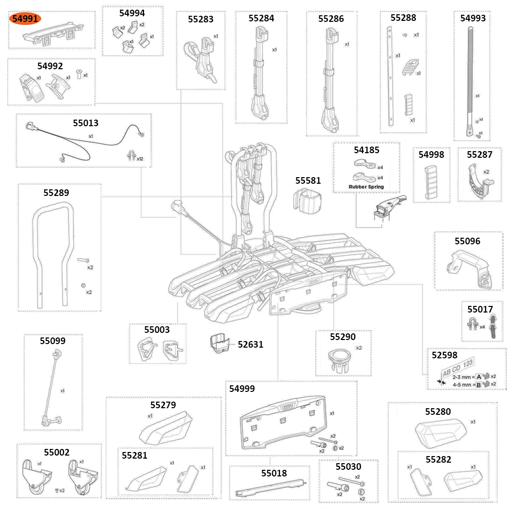 THULE EasyFold 3 9452 End Cap Baseplate (54991)
