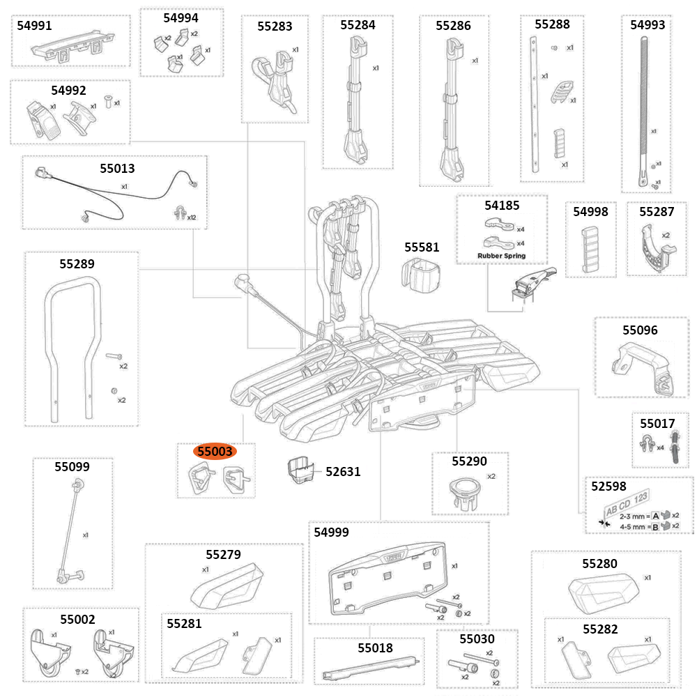 THULE EasyFold 3 9452 End Cap Kit (55003)