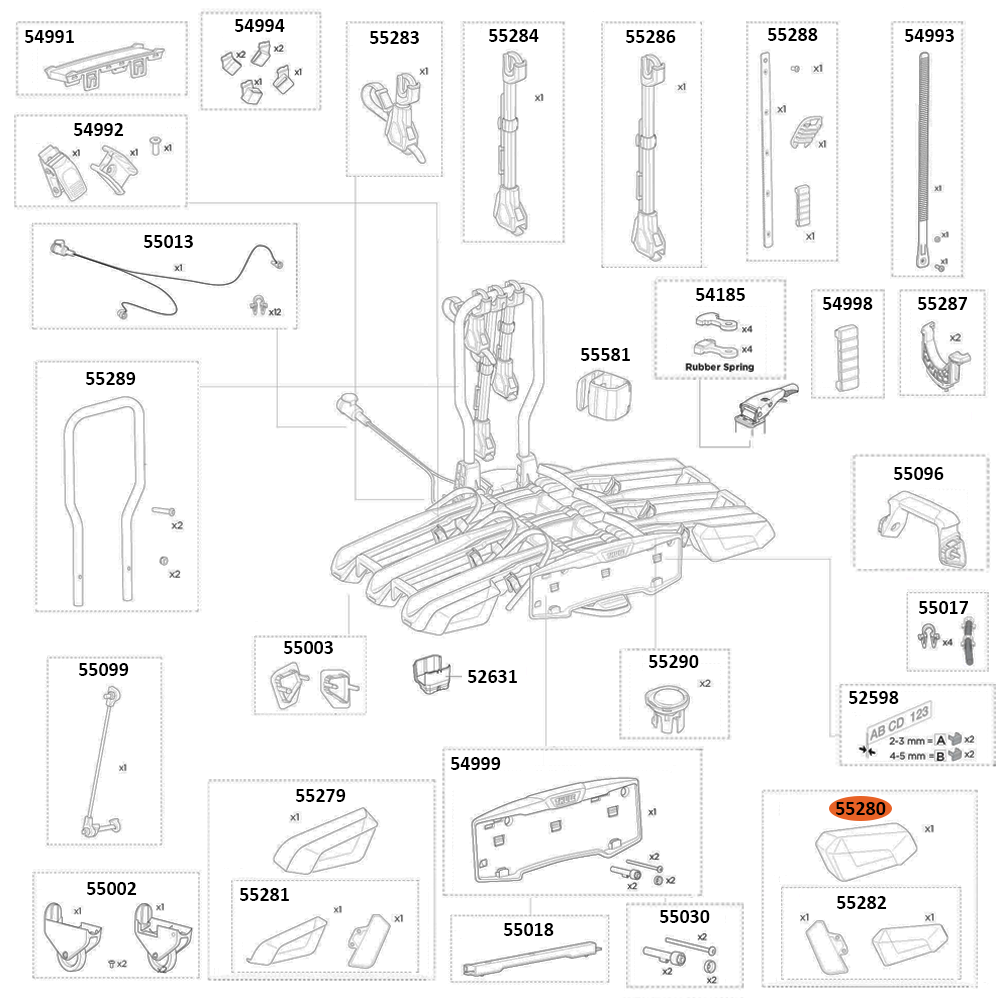 THULE EasyFold 3 9452 Lamp Right Midipoint VII RHD (55280)