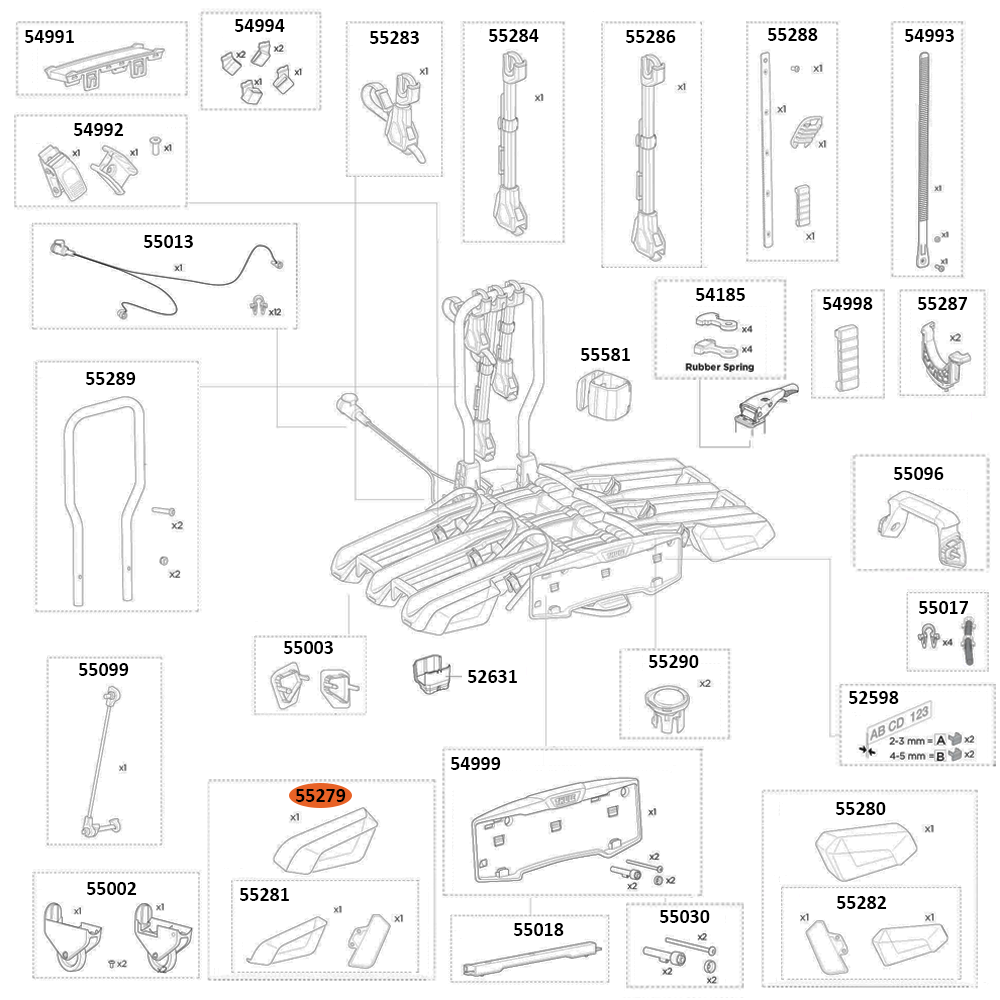 THULE EasyFold 3 9452 Lamp Left Midipoint VII RHD (55279)