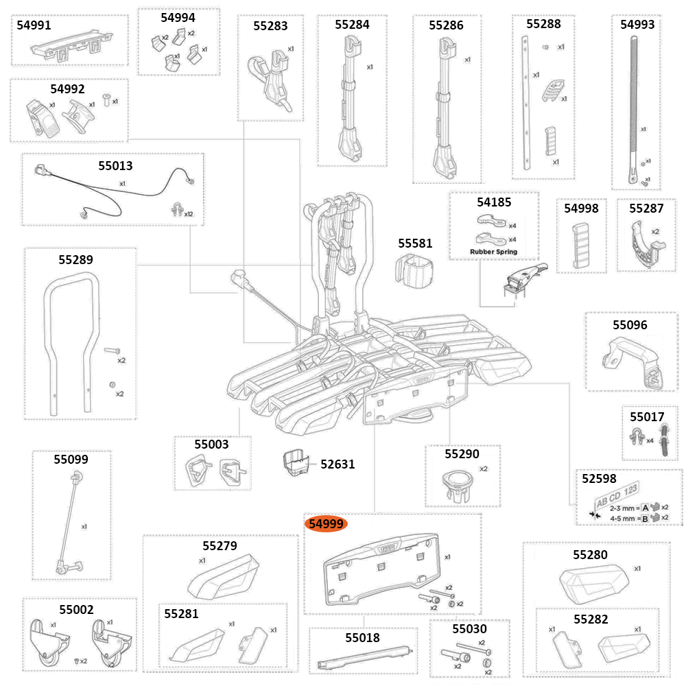 THULE EasyFold 3 9452 Number Plate Holder Kit (54999)