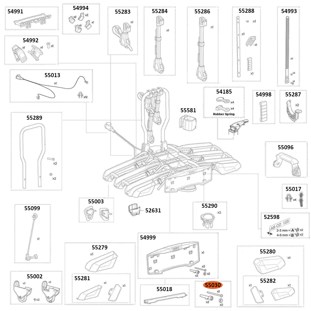 THULE EasyFold 3 9452 Number Plate Holder Pins (55030)