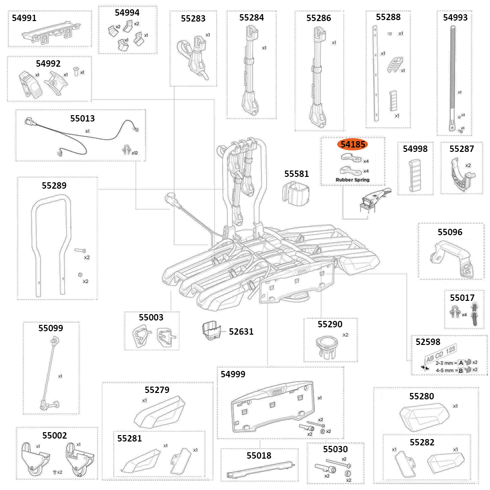 THULE EasyFold 3 9452 Rubber Spring Kit (54185)