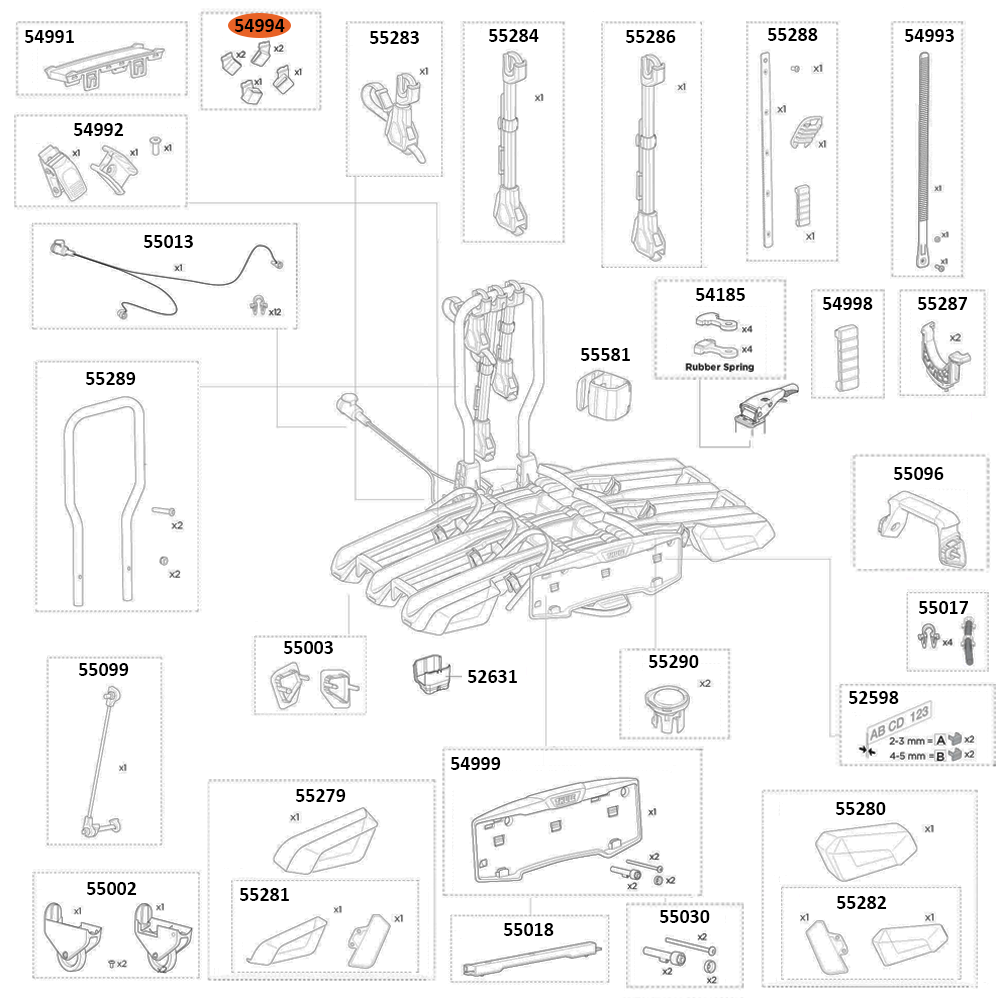 THULE EasyFold 3 9452 Wheel Strap Parking Case Kit (54994)