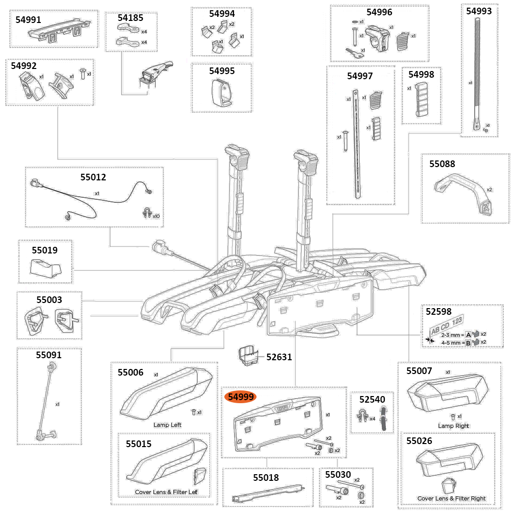 THULE Epos 978 Number Plate Holder Kit (54999)
