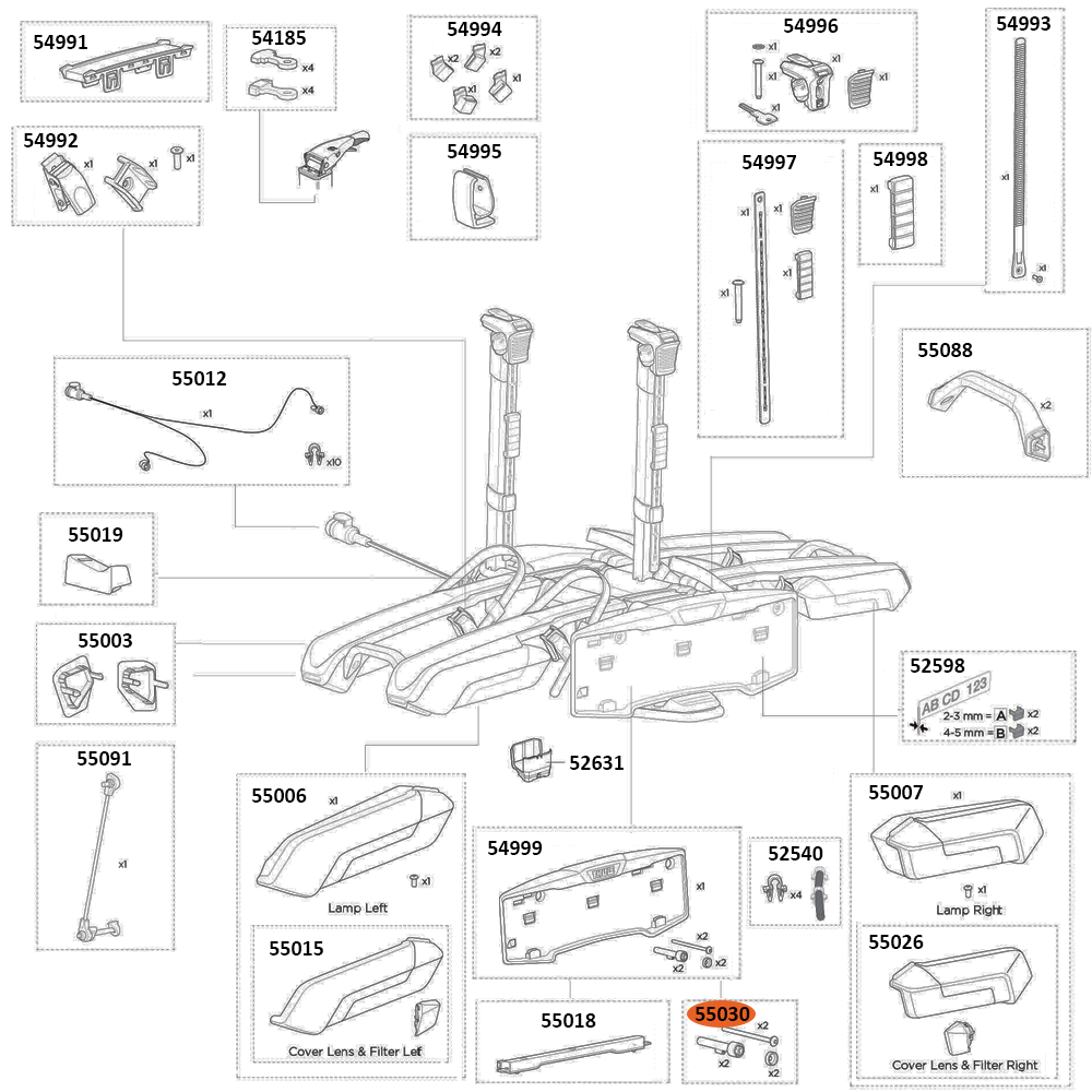 THULE Epos 978 Number Plate Holder Pins (55030)
