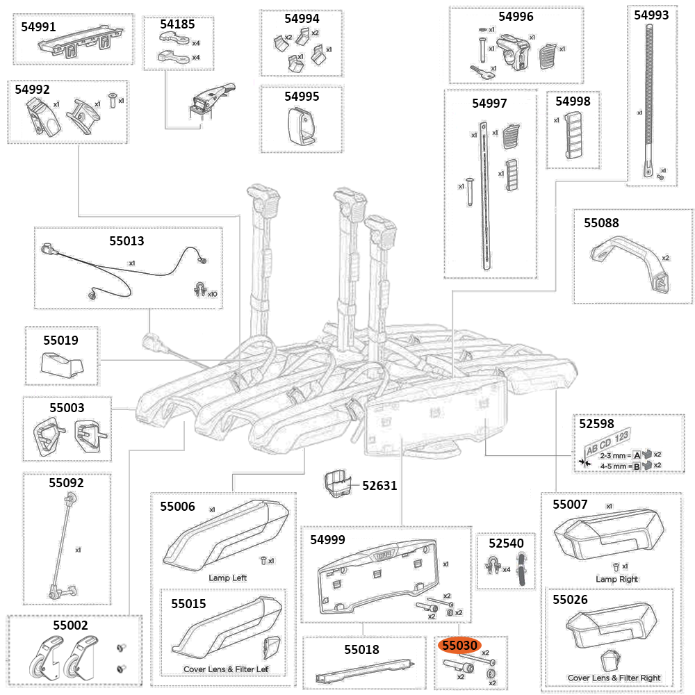 THULE Epos 979 Number Plate Holder Pins (55030)