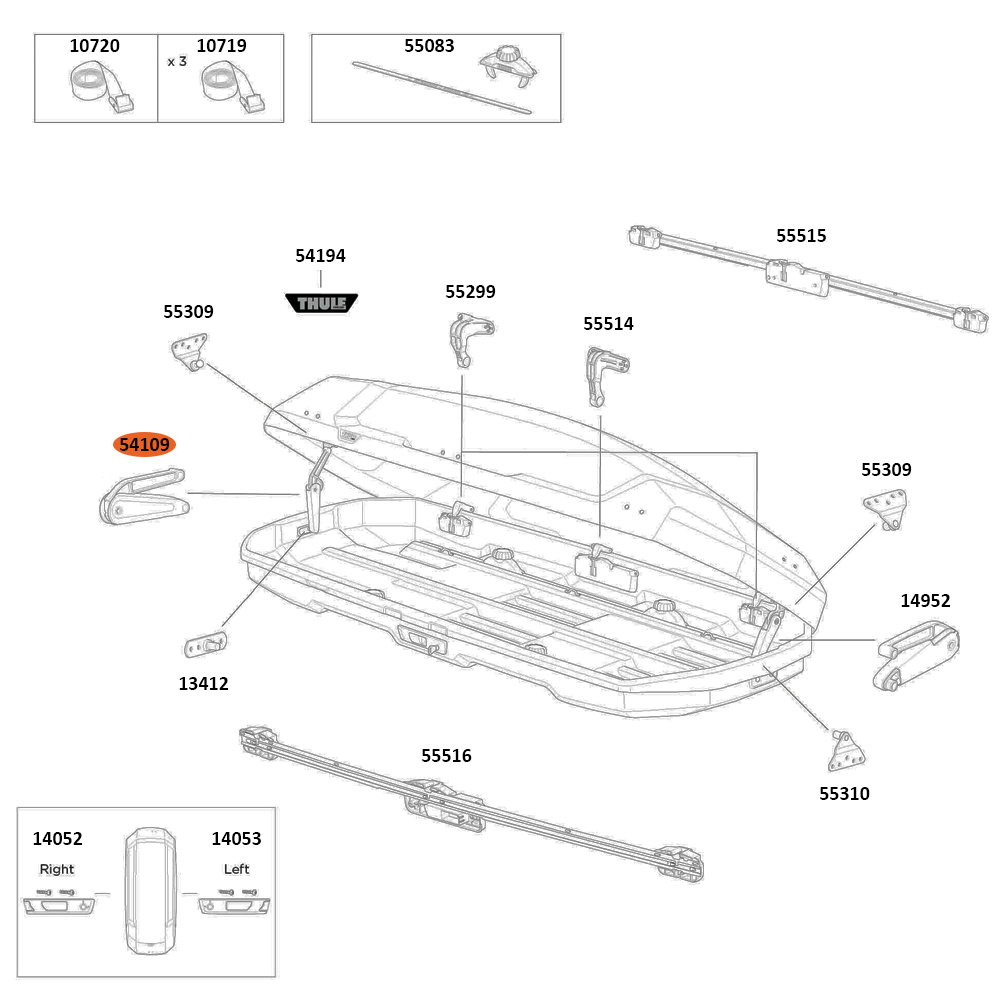 THULE Force 3 S Roof Box Rear Hinge LidLifter ML 70XT (54109)