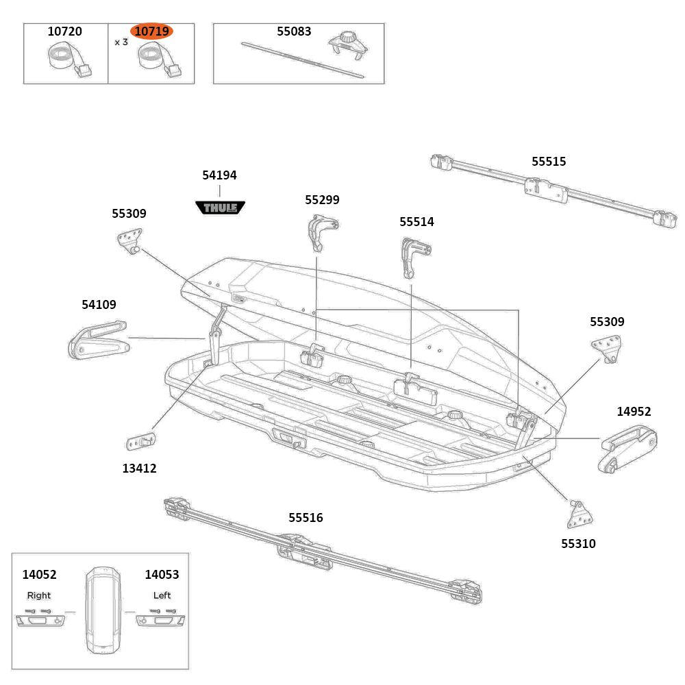 THULE Force 3 S Strap 2.20m 3-pcs (10719)