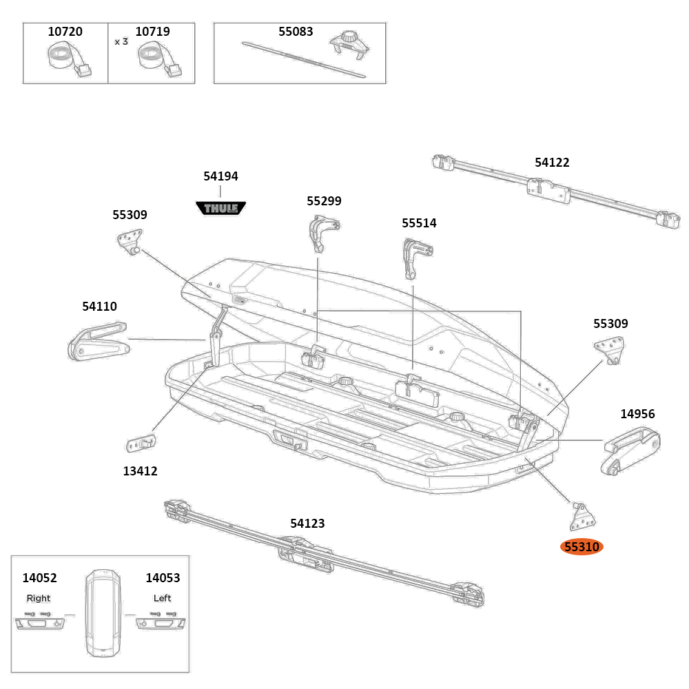 THULE Force 3 XL Lid Lifter Bracket (Front Base) (55310)