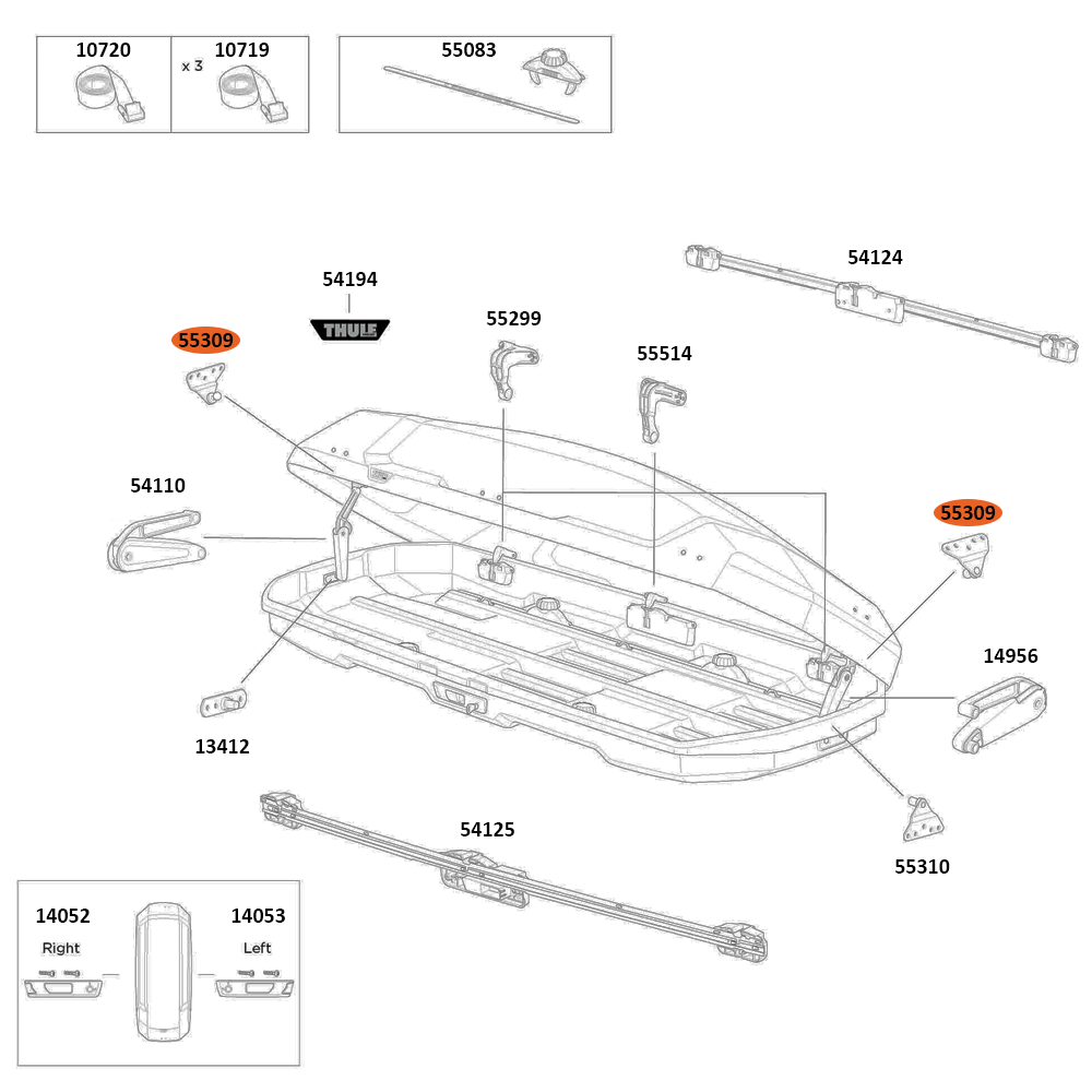 THULE Force 3 XXL Sport Lid Lifter Bracket (Front Lid) (55309)