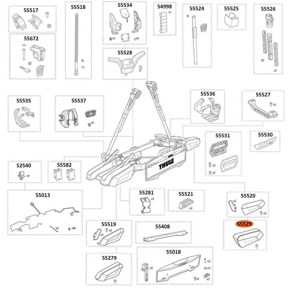 THULE OutPace 90122 Number Plate Holder Complete (55529)