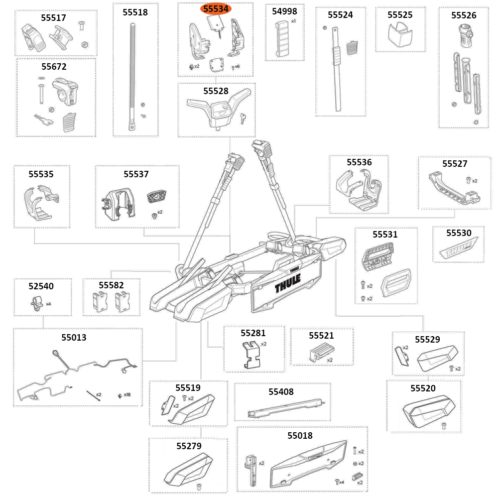THULE OutPace 90122 Tilt Hub Covers (55534)