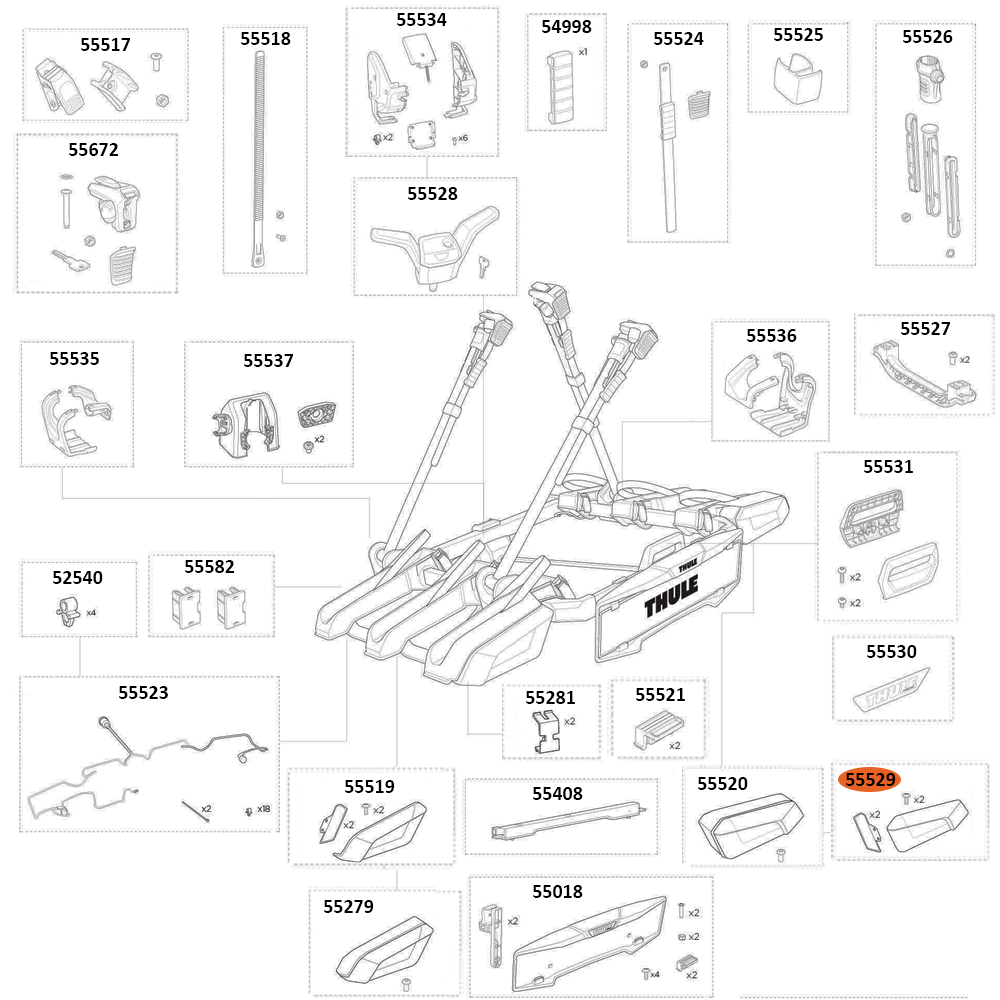 THULE OutPace 90132 Number Plate Holder Complete (55529)