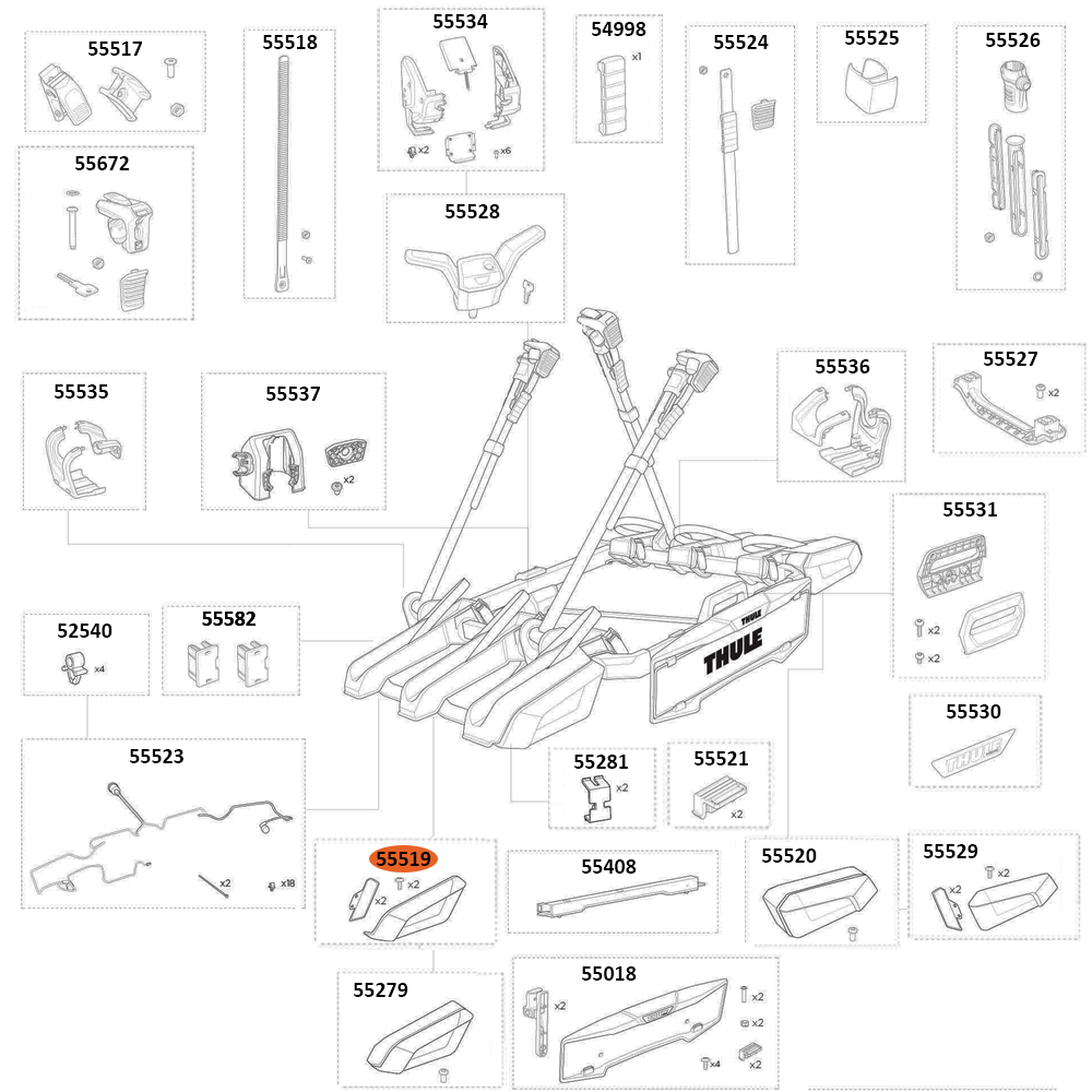 THULE OutPace 90132 Wheel Tray Last Position Left (55519)