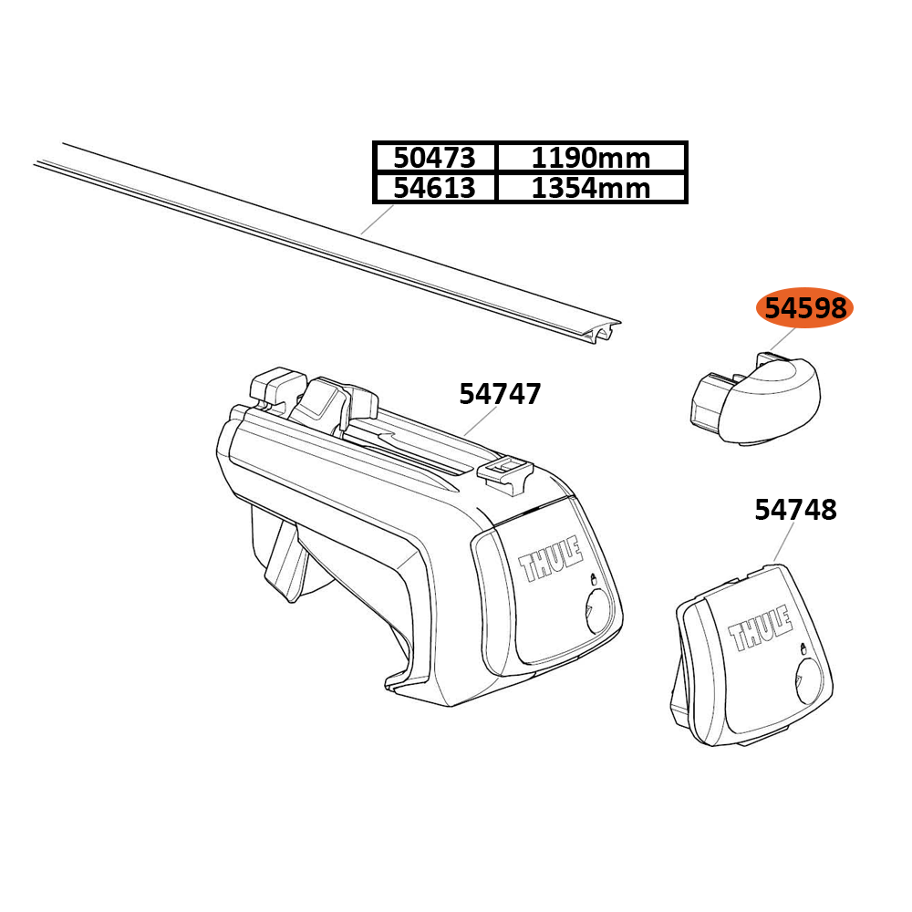 Thule SmartRack Aluminium Oval End Cap (54598)